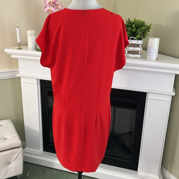 HALSTON Red Heritage Cap Sleeve Crepe Mini Dress NWOT - Picture 7 of 12